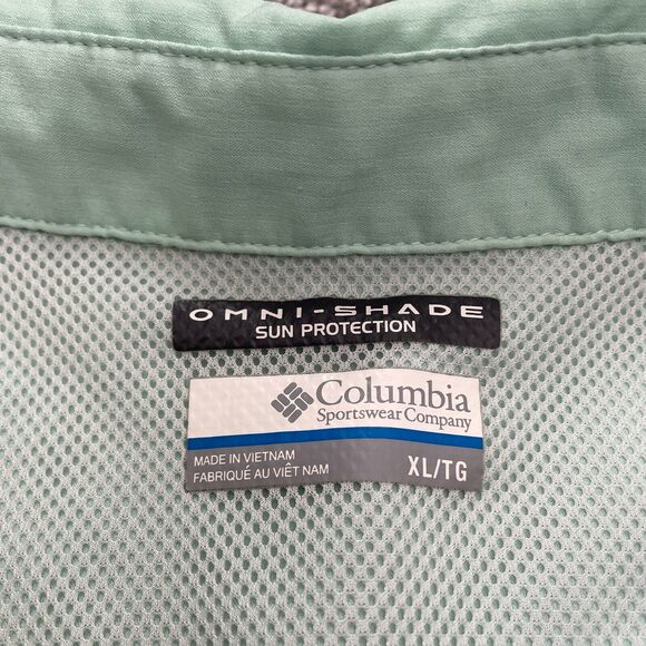 Columbia PFG Tamiami Active Shirt Womens Xl Green Short Sleeve Zip Pocket Casual - Picture 7 of 13